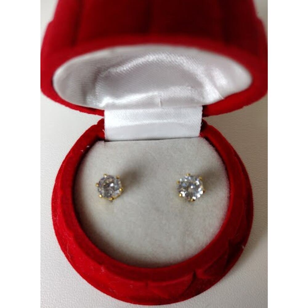 Swarovski CZ Earrings in GoldSettings, Never Worn, In Original Bell ShapedBox